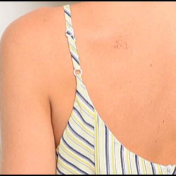 Yellow & Navy Front Draw String Ruffle Dress - Picture 11 of 12